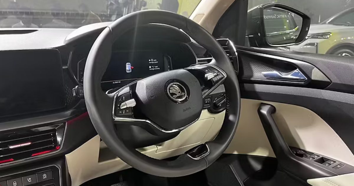 Skoda Kushaq facelift panoramic sunroof interior view